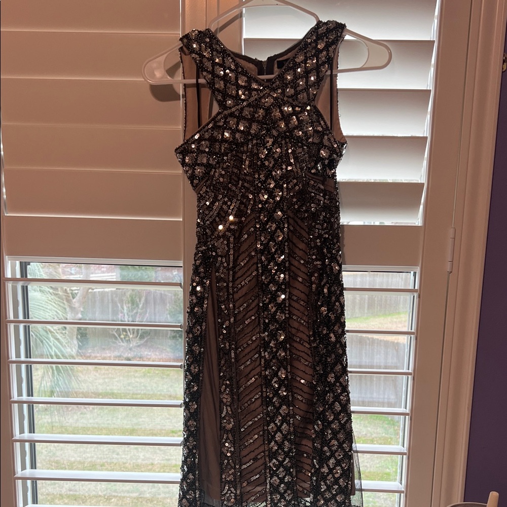 Verty Black and Silver Sequin Mini Dress